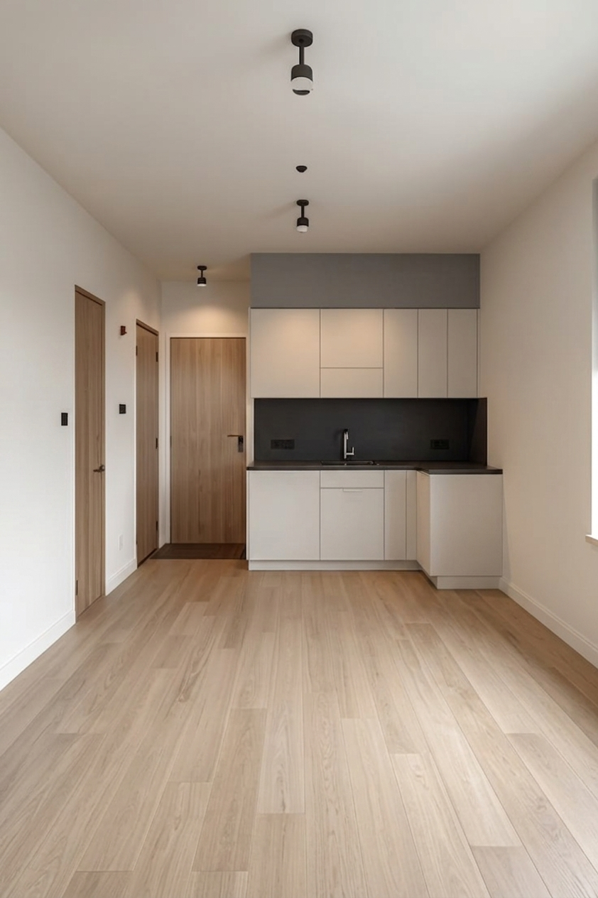 Salón-cocina vacío antes del amueblamiento