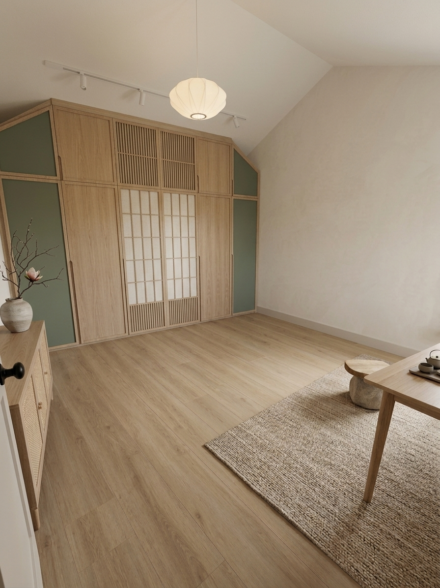 Estudio amueblado estilo Japandi